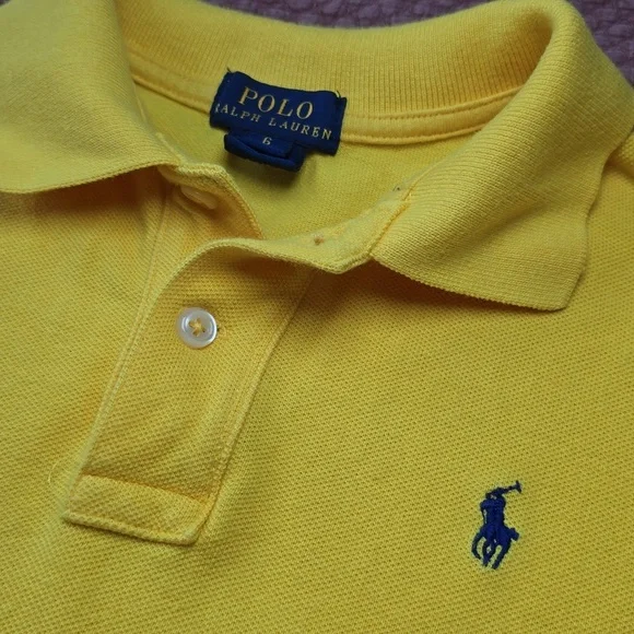 Polo by Ralph Lauren Vibrant Yellow Boys Shirt - Size 6 -(Smudge near wristband) - Picture 4 of 9
